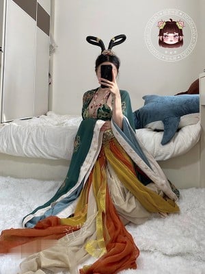 仙仙桃-女仆白丝+敦煌仙女_014
