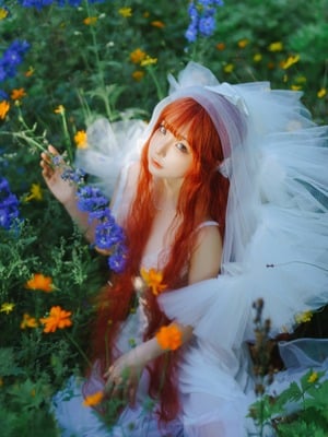 蠢沫沫 – 花丛婚纱_008